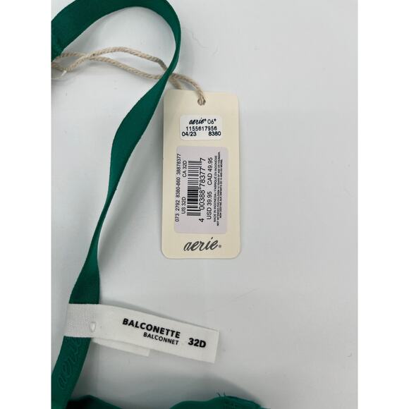 NWT Aerie Smoothez Balconette Bra Sz 32D Emerald Green Mesh Underwire - Picture 4 of 6